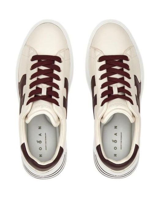 Hogan Natural Low-Top Ivory Sneakers With Suede Logo