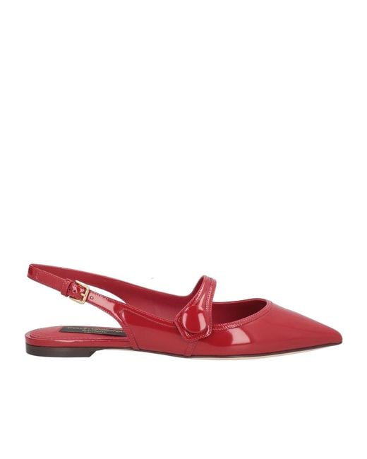 Dolce & Gabbana Red Patent Leather Flat Shoes