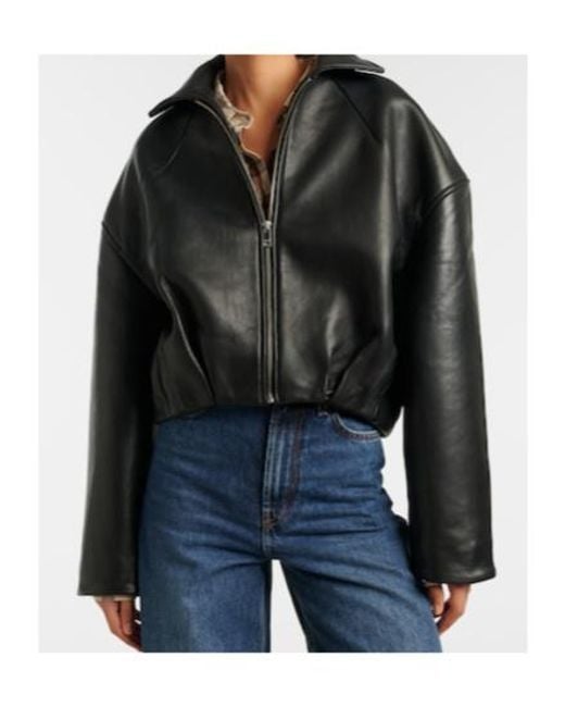 ROTATE BIRGER CHRISTENSEN Black Bonded Leather Blouson Jacket