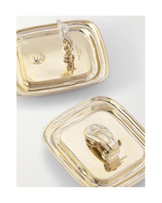 Saint Laurent Black Square Cabochon Earrings