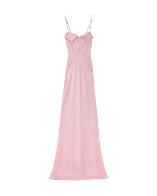 McQueen Pink Bow-Detail Maxi Slip Dress
