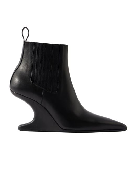 Rick Owens Black Cantilever Leather Ankle Boots