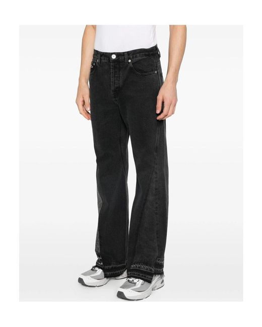 GALLERY DEPT. Black Twisted Wide Leg Jeans for men