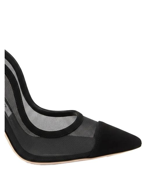 Jimmy Choo Black Brigitte Mesh-Panel Suede Heeled Pumps