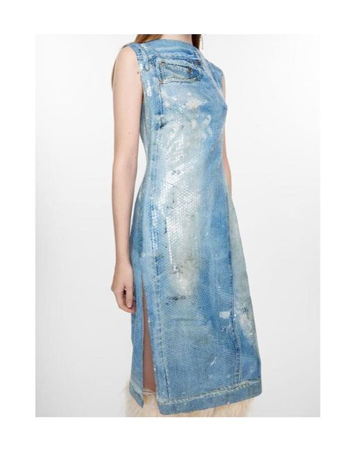 Acne Blue Printed Sequin Dress