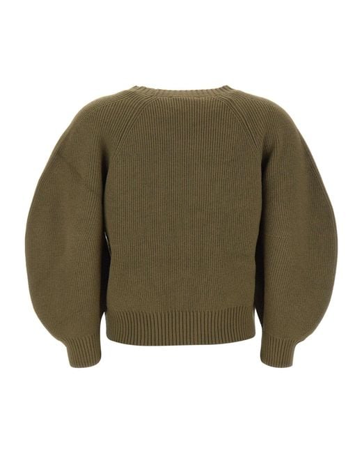 Kaos Green Balloon-Sleeve Knitted Sweater