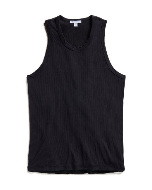 James Perse Black Ribbed Crewneck Tank Top for men