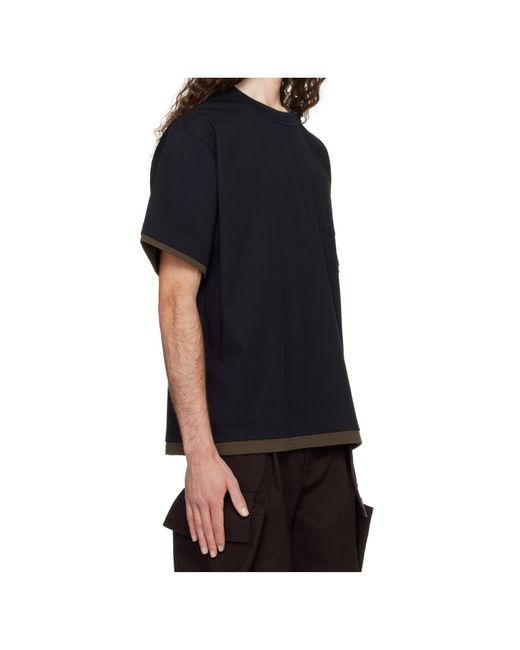 Sacai Black Short-Sleeved T-Shirt for men