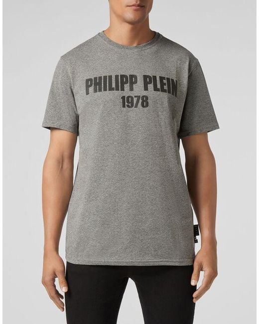 Philipp Plein Gray Logo Printed T-Shirt for men