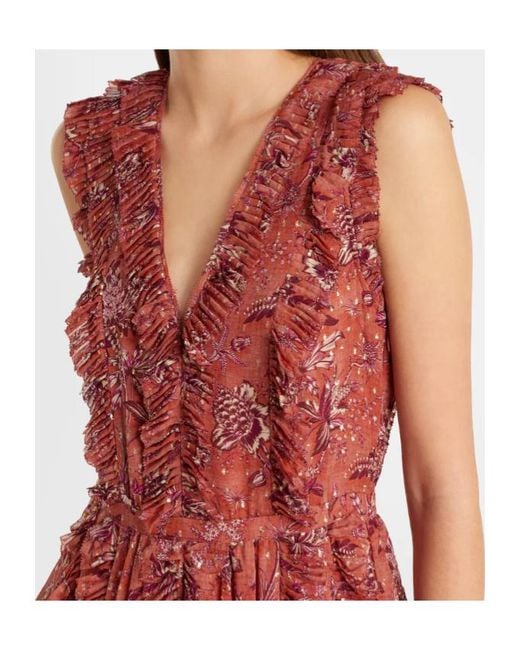 Ulla Johnson Red Aida Ruffled Silk-Blend Chiffon Maxi Dress