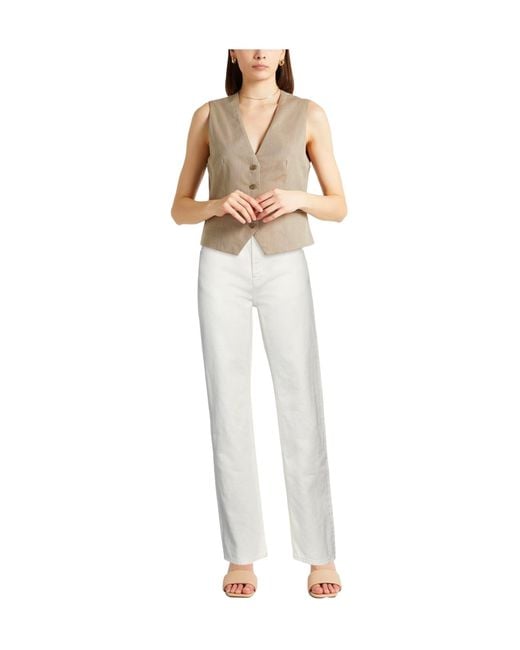 Chloé White Solid High-Waisted Straight-Leg Pants