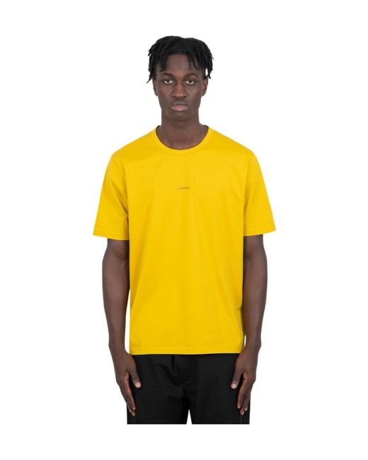 C P Company Yellow Slogan-Print Cotton T-Shirt for men