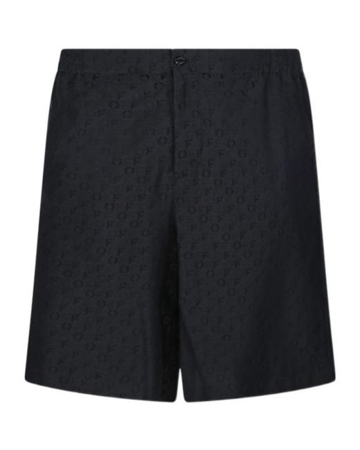 Off-White c/o Virgil Abloh Black All-Over Logo Patterned Bermuda Shorts for men