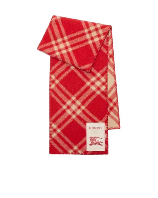 Burberry Red Check Wool Scarf for men