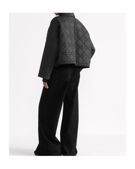 Dior Black Macrocannage Coat With Scarf Collar