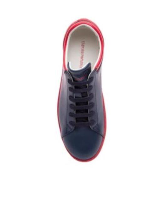 Emporio Armani Blue Lace-Up Low-Top Sneakers