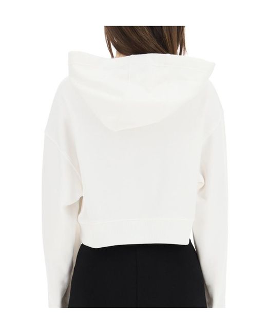 Alessandra Rich White Embellished Logo Hoodie