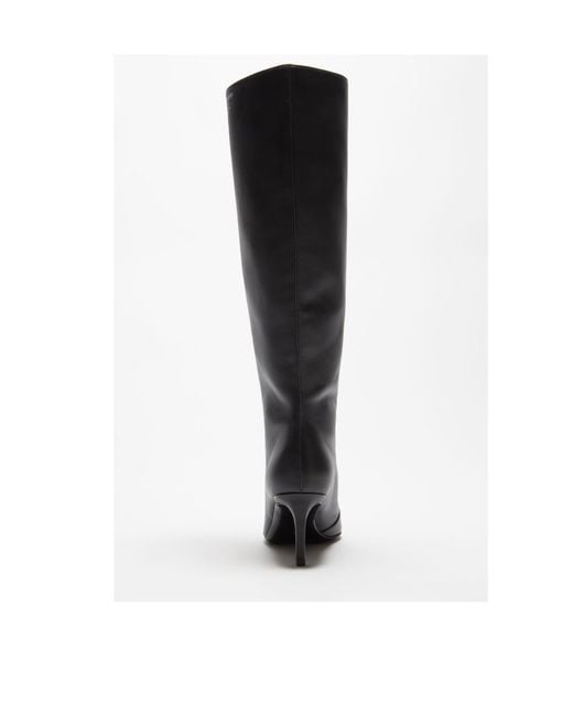 Acne Black Logo Debossed High Heel Boots