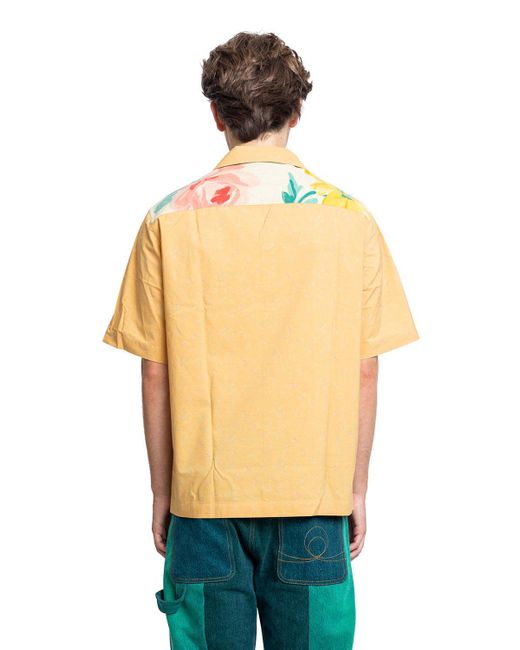 MARINE SERRE Green Floral Printed Buttoned Bowling Shirt for men