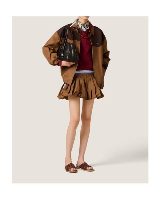 Miu Miu Brown Gingham Check Blouson Jacket