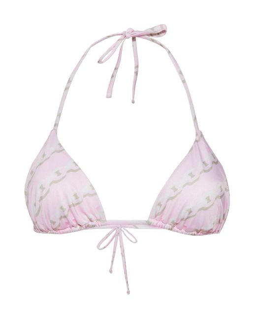 Versace Pink Logo Triangle-Cup Bikini Top