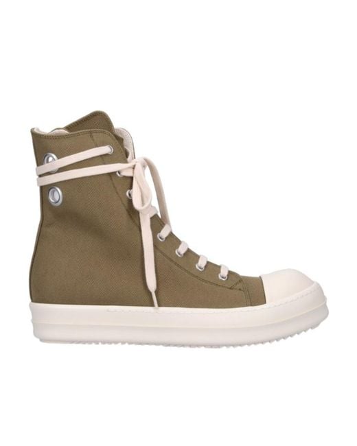 Rick Owens Brown Eyelet-Detail Canvas High-Top Sneakers for men