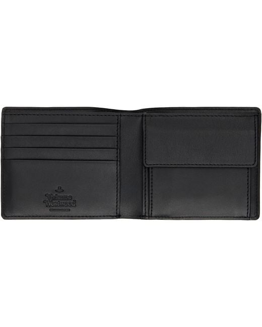 Vivienne Westwood Black Leather Bi-Fold Wallet for men