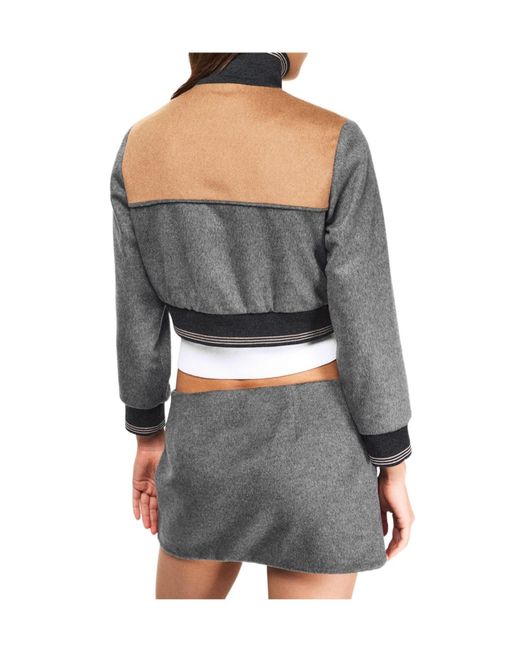Miu Miu Gray Cropped Zip-Up Jacket