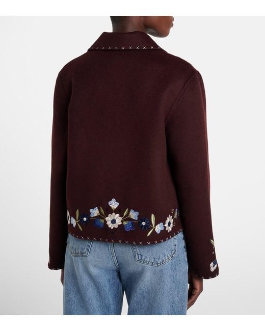 Rixo Purple Embroidered Single-Breasted Casual Jacket