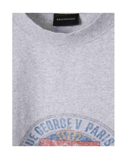 Balenciaga White Logo Printed Crewneck T-Shirt for men