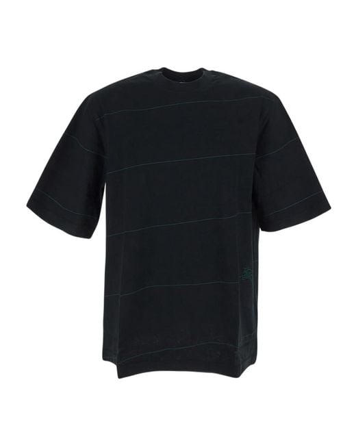 Burberry Black Ekd Pattern Crewneck T-Shirt for men