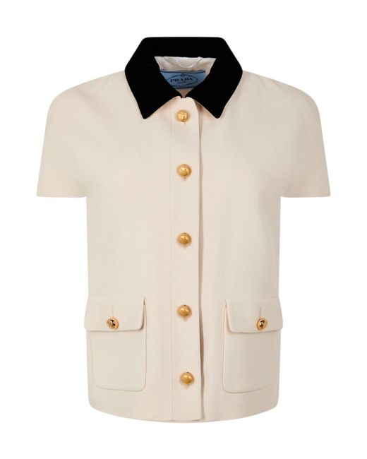 Prada Natural Compact Short Sleeved Jacket