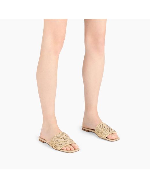 Casadei Metallic Woven-Strap Flat Sandals
