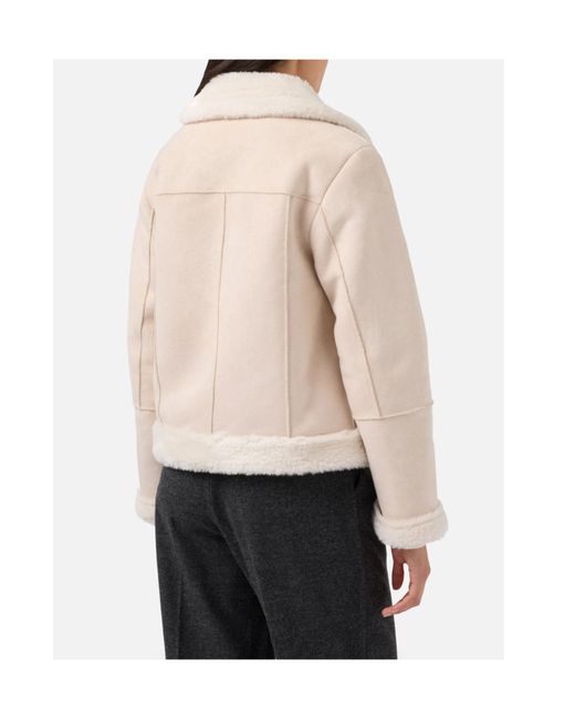 Mc2 Saint Barth Natural Lorayne Faux-Shearling-Collar Jacket