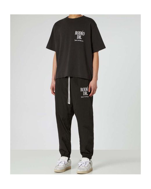 1989 STUDIO Black Elastic Waist Sports Pants for men