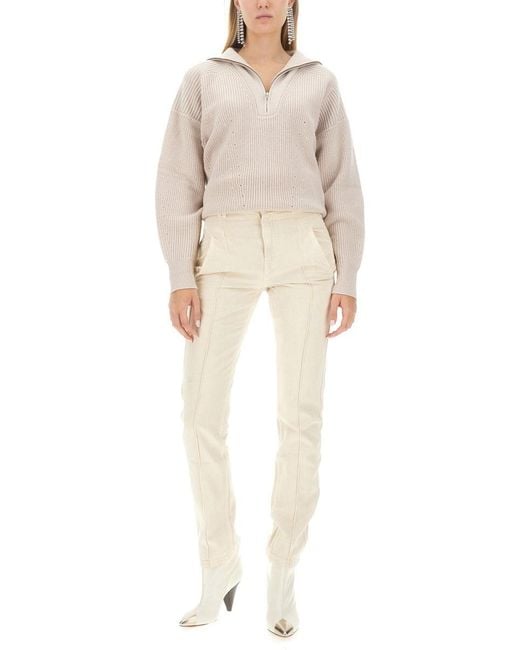 Isabel Marant White Isabel Marant Étoile Benny Half-Zipped Knitted Jumper