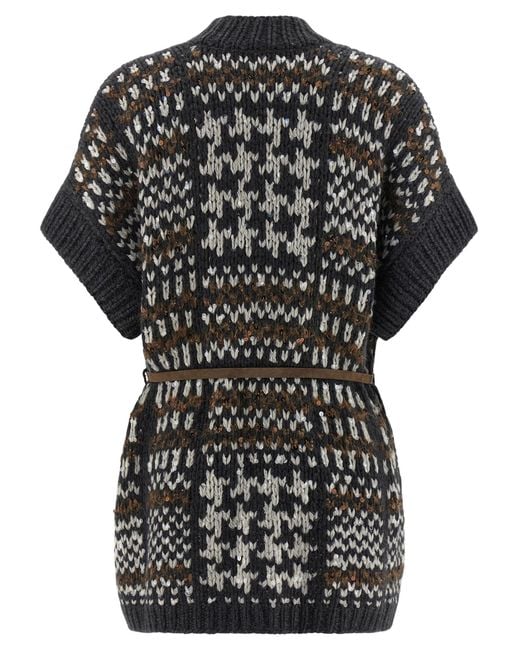 Brunello Cucinelli Black 'Opera Prince Of Wales' Cardigan