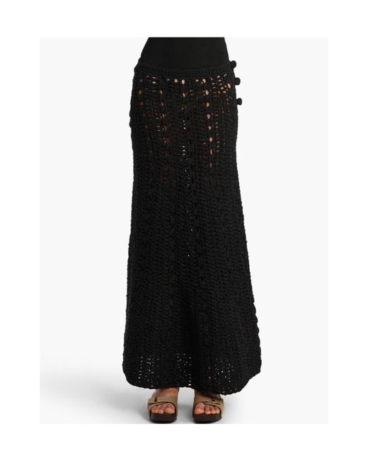 Khaite Black Ryder Crochet Midi Skirt