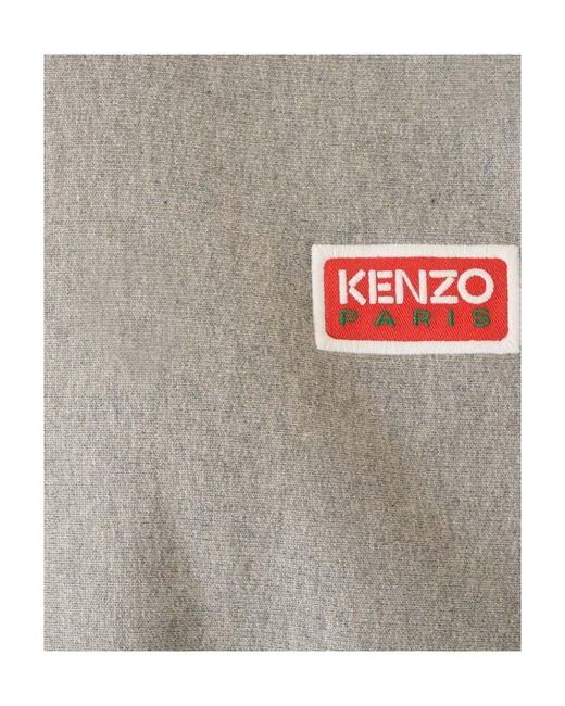 KENZO Gray Logo-Patch Crewneck Sweatshirt for men