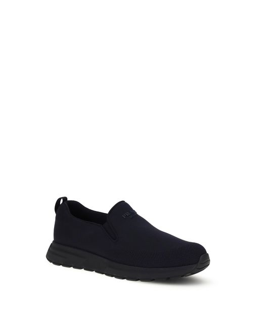 Prada Black Stretch Knitted Slip-On Sneakers for men