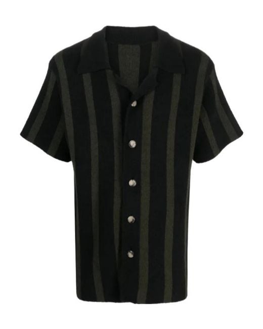 Nanushka Black Almar Striped Terry-Cloth Shirt for men