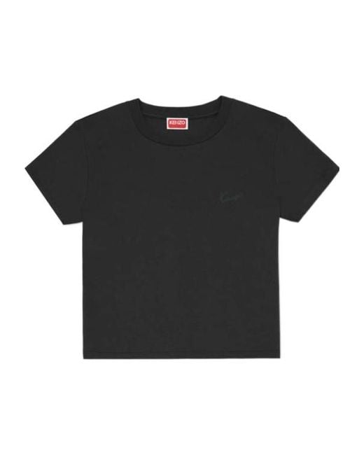 KENZO Black Signature' Embroidered Light T-Shirt for men