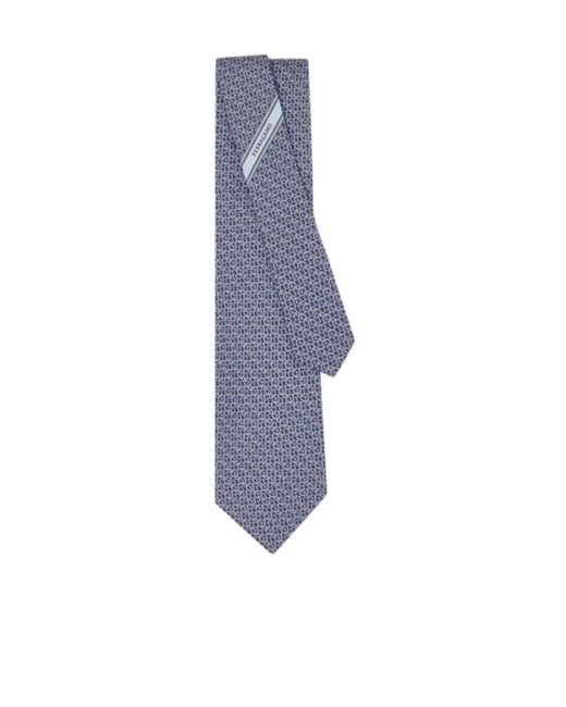 Ferragamo Blue Gancini Circular Print Tie for men