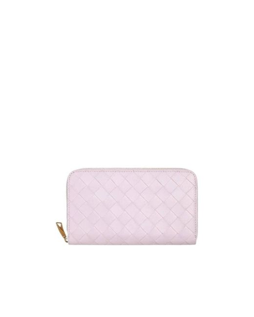 Bottega Veneta Pink Intrecciato Zipped Wallet