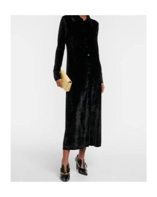 Jil Sander Black Velvet Shirt Dress