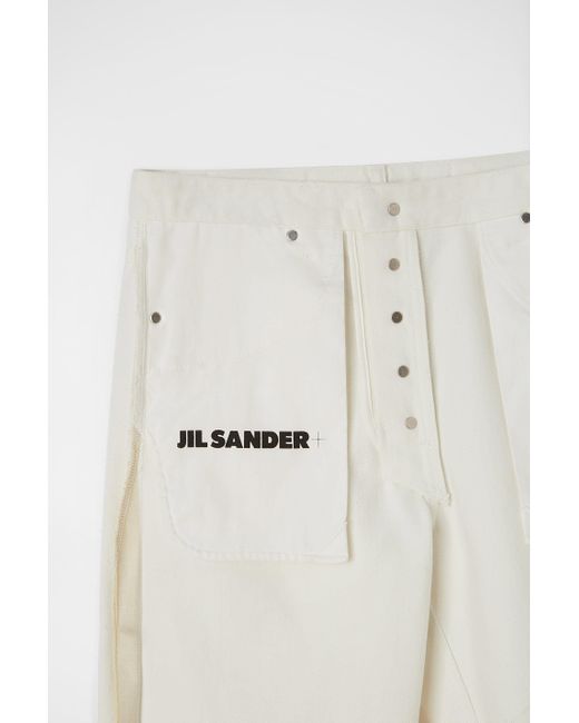 Jil Sander White Button Detailed Straight Leg Jeans for men