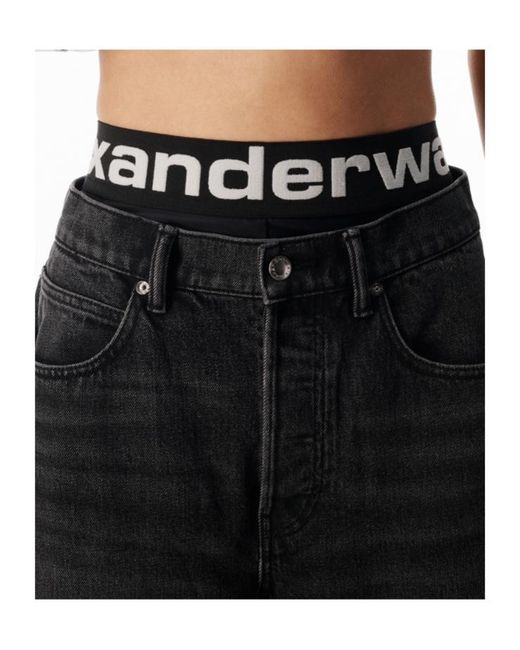 Alexander Wang Black Logo Waistband Blow-Up Jeans