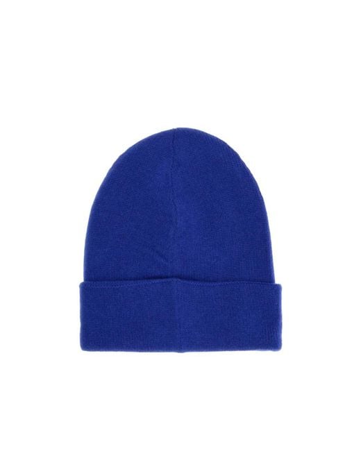 McQueen Blue Logo Embroidered Knit Beanie for men