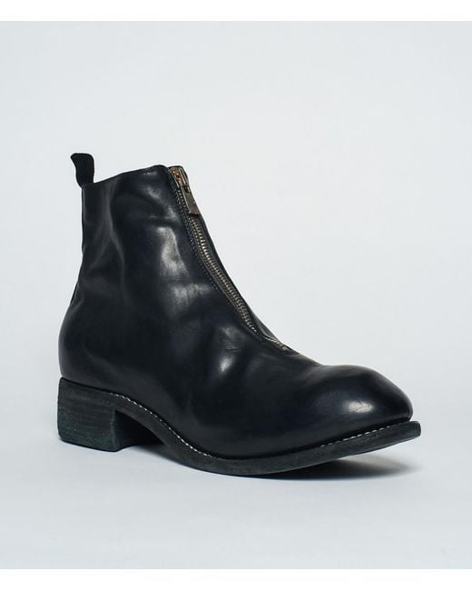 Guidi Black Front Zip Ankle Boots