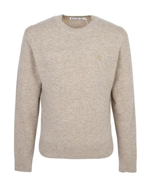 Acne Gray Crew Neck Long-Sleeved Sweater for men